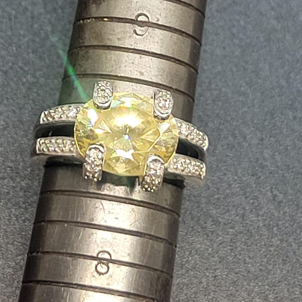 Elegant Yellow Citrene and Sterling Silver Women's Ring